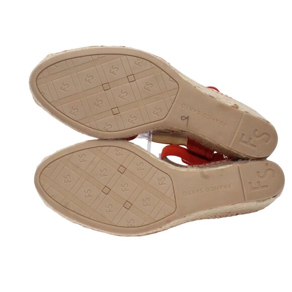 Franco Sarto L Markiska Esparilles 9M Orange Suede Beige Jute Wedge Sandal Heels - Picture 11 of 12